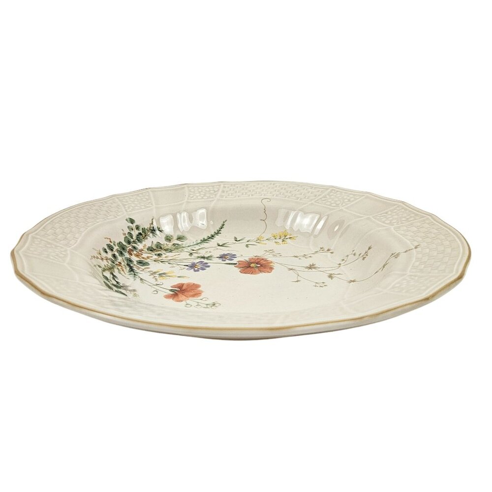 Mikasa Margaux Large Rim Soup Bowl Floral Embossed Basketweave Vintage Japan - Picture 7 of 10